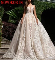 plus size elegant 2019 wedding dresses sheer neck lace applique wedding dress bridal gowns vestido de novia robe de marlee