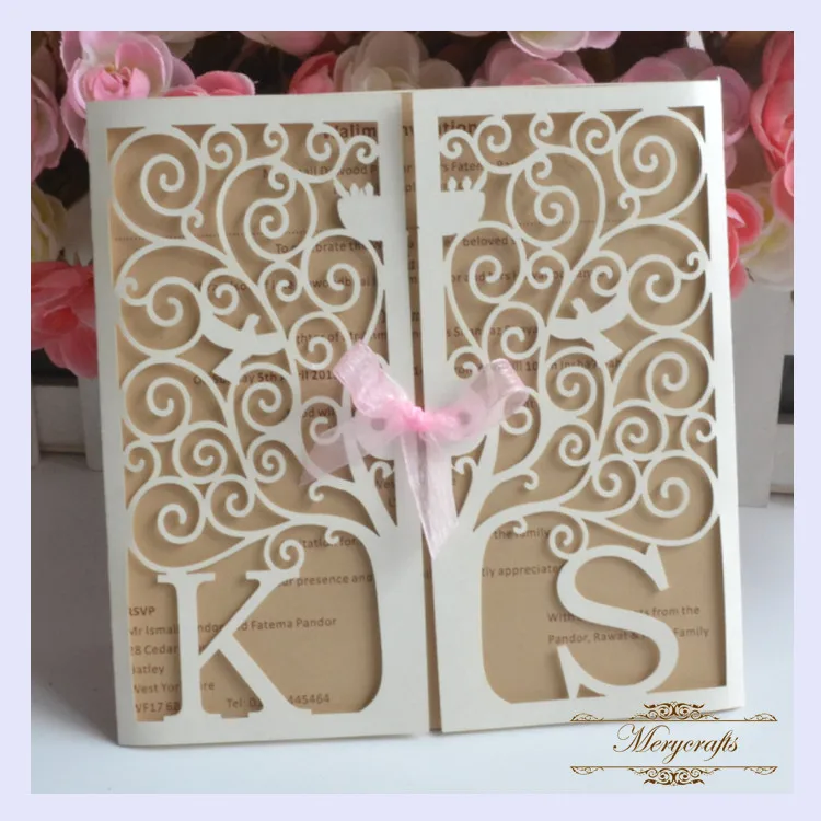 

MR049 Personalized high quality wedding decorations laser cut marriage invitation card