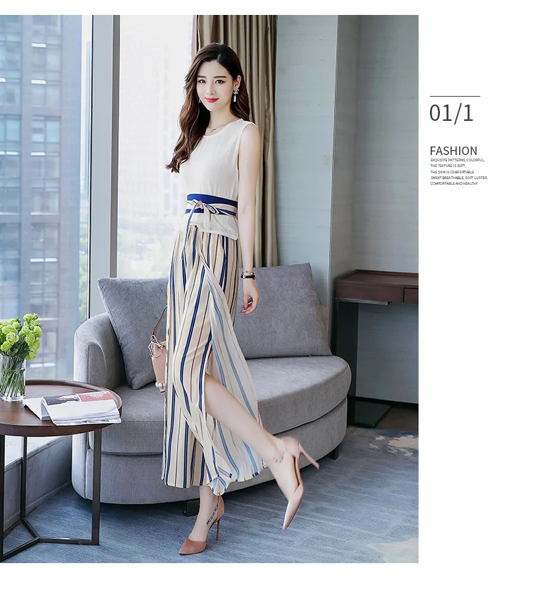 Для женщин комплект из 2 частей Летняя мода o образным вырезом без рукавов блузки