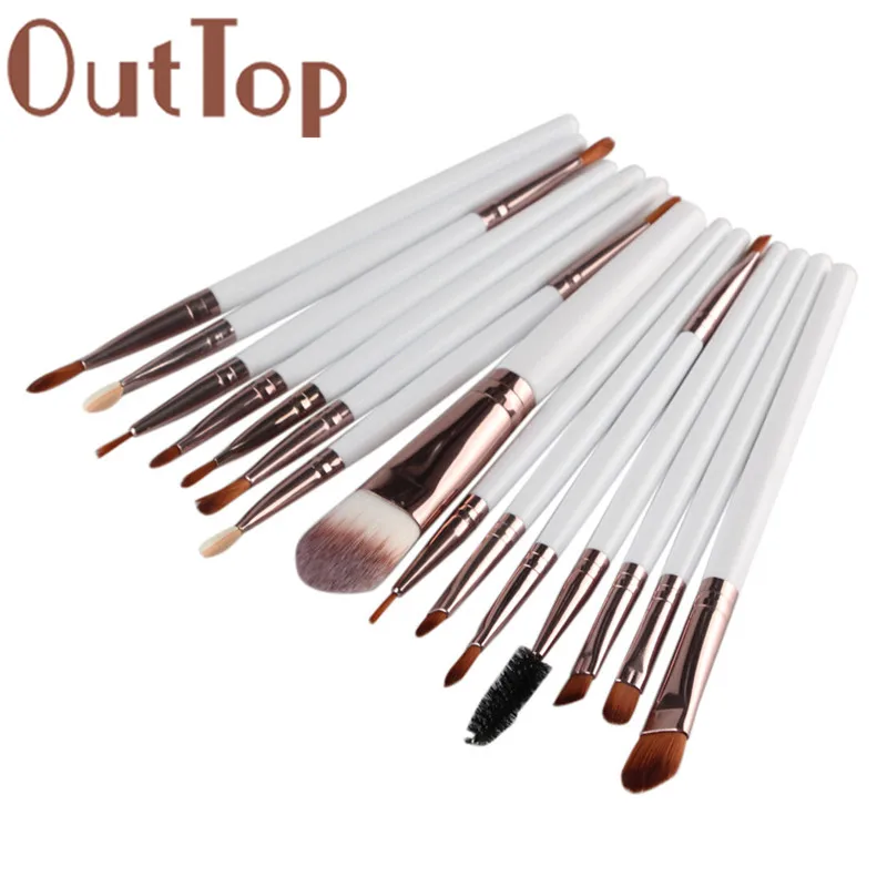 OutTop Beauty 15pcs White Makeup Brush Set tools Make-up Toiletry Kit Wool Make Up X# dropship | Красота и здоровье