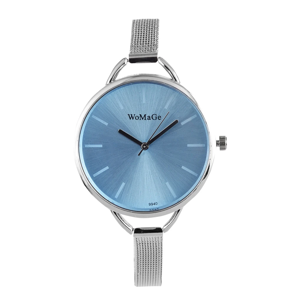 Silver Sky blue Бренд WoMaGe модные роскошные для женщин указатель часы Высокое качество Женская одежда женские часы Женский браслет reloj mujer - Цвет: Silver Sky blue