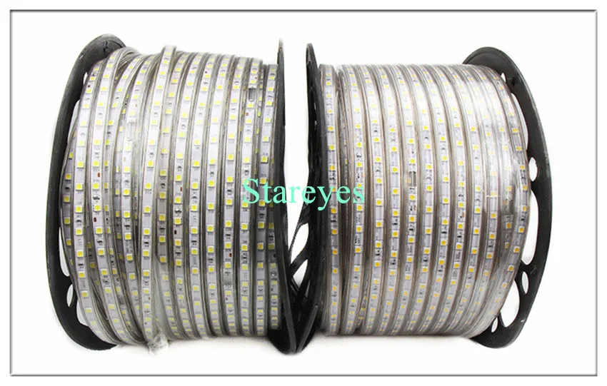 50 рулонов 5000 м 220 В 5050 SMD 60 светодиодный/м 8 мм PCB IP67 Водонепроницаемый светодиодный светильник гибкая лента RGB одноцветная лента
