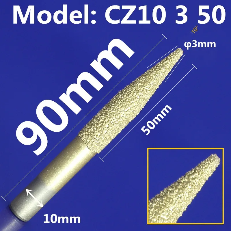 1PCS-CNC твердосплавная плавящая мраморная Концевая мельница, Bluestone и песчаник Фрезерный резак, алмазная и нефритовая гравировальная фреза - Длина режущей кромки: CZ10 3 50