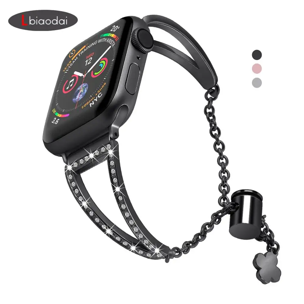 Bling Браслет для наручных часов Apple Watch версии 40 мм 44 38 42 женские туфли со стразами