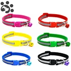 Ошейник для кошек, светоотражающий собачий ошейник, с колокольчиком, для маленьких собак, щенков, собак, веревочные ошейники, свинцовый, MP0065