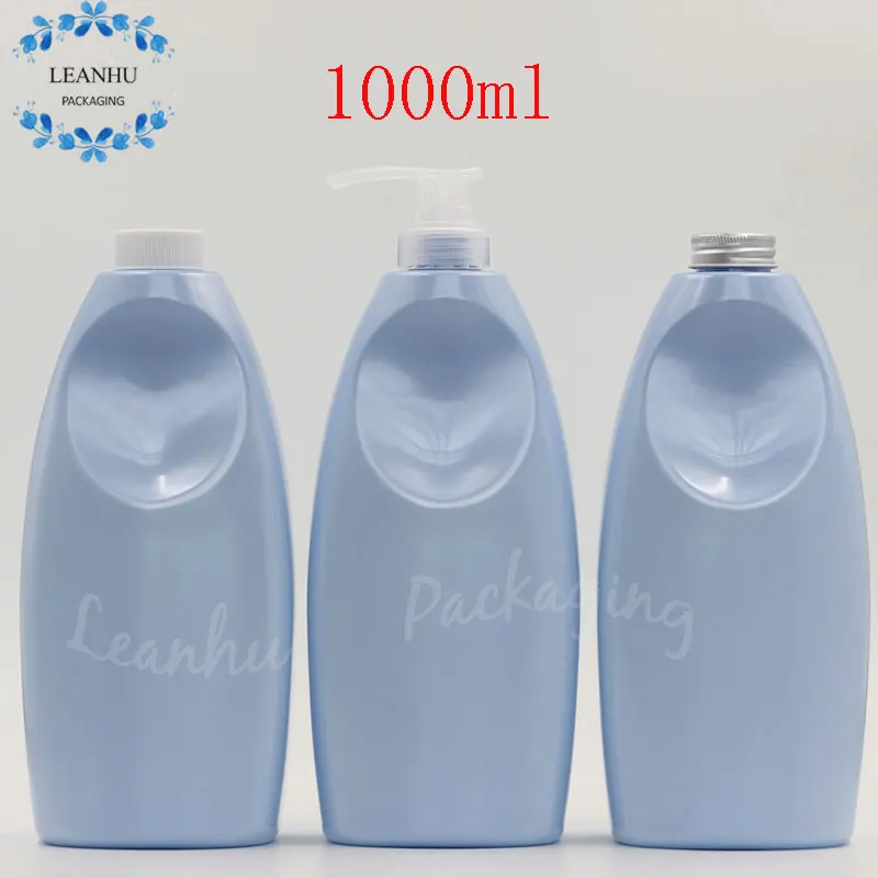 

Голубые пластиковые бутылки 1000 мл, бутылка с насосом для шампуня, лосьона, пустые косметические контейнеры, бутылки для геля для душа/моющег...