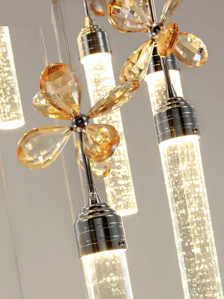 Хрустальная люстра освещения Лестница Длинные Люстры Пузырьковая Колонна Подвесной Свет Гостиная Отельный Лобби.