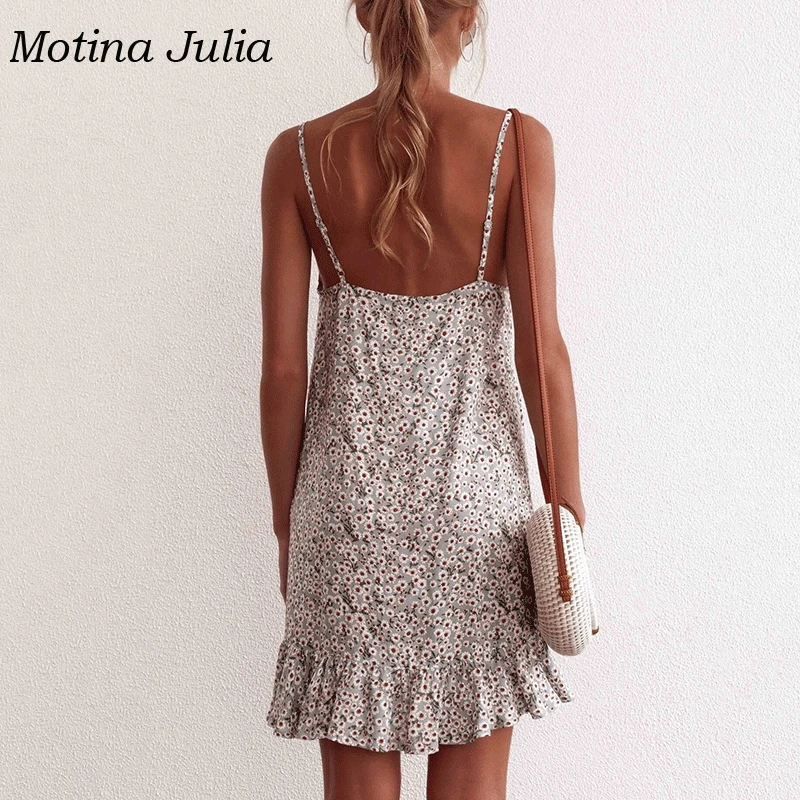 Женский сарафан с цветочным принтом Motina Julia Пляжное мини-платье оборками на