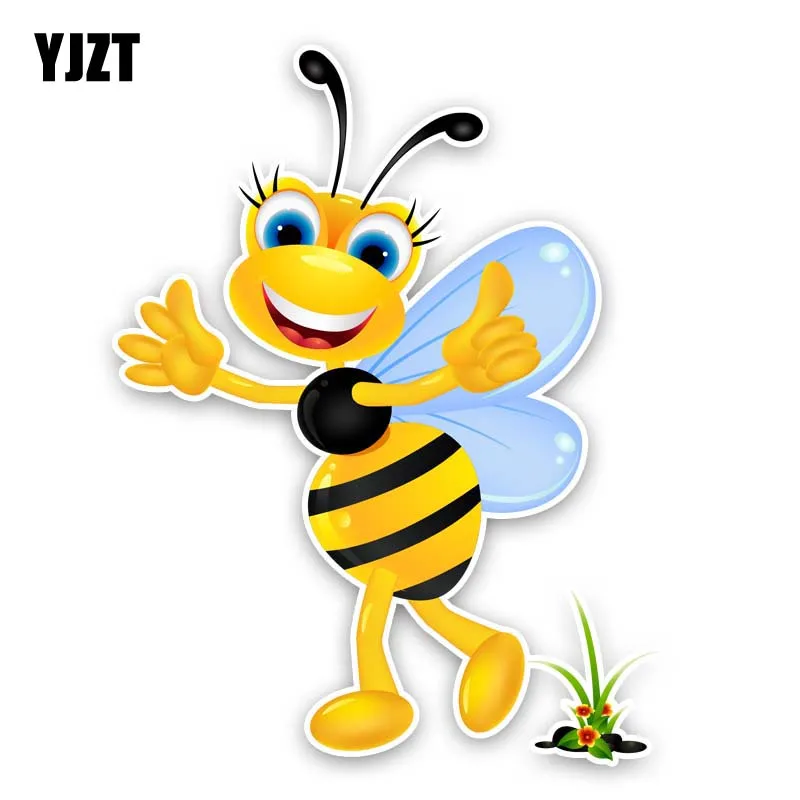 

YJZT 14.2CM*18.6CM A Happy Little Bee Decorate PVC Car Sticker Decal 12-300629