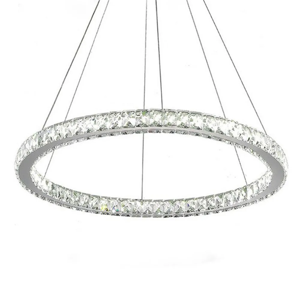

D60cm 27W Crystal LED Chandelier Light Fixture Crystal Ceiling Hanging Lighting LED Lamp for Living Dinning Room table over lamp