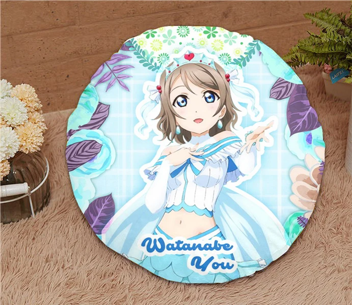 Домашний текстиль Love Live!Sunshine! Округлая мягкая подушка из микрозамшевой ткани с