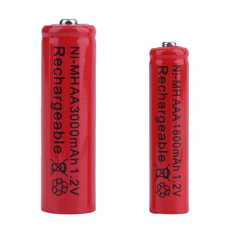 4 шт 1 2 V 3000mah AA Батарея металл гидридных или никель Перезаряжаемые 1800 мАч AAA