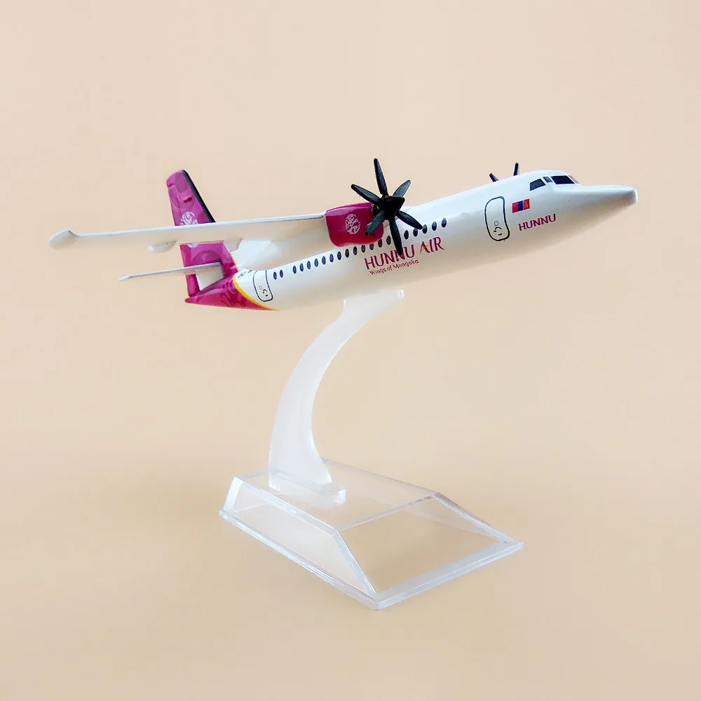 

16cm Metal Hunnu Air Fokker 50 F50 F-50 Wings Of Monglia Airlines Plane Model Airplane Model w Stand Aircraft Crafts