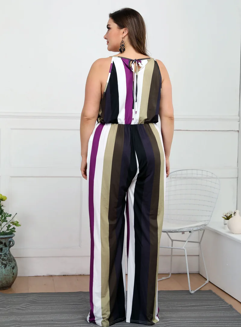 Комбинезон, большой размер 4XL XXXXL, полосатый комбинезон для женщин, Xxxl, больше размера d, летний женский комбинезон s Elegante моно Mujer Verano Combinaison