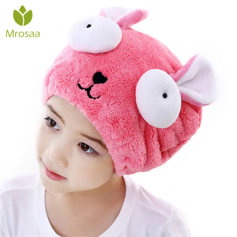 Мягкая детская специальная шапочка для сухих волос полотенце с сильным