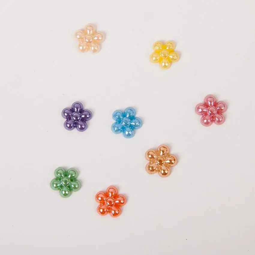 

2017 New 10mm Flat Back Flower Glass Flatback Beads Nail Art Garment Accessories Half Beads 500pcs/set Mixed Colors H85