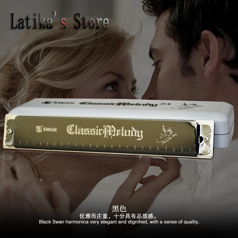 Бесплатная доставка лебедь 24 hole ограниченное издание черный тремоло Гармоника