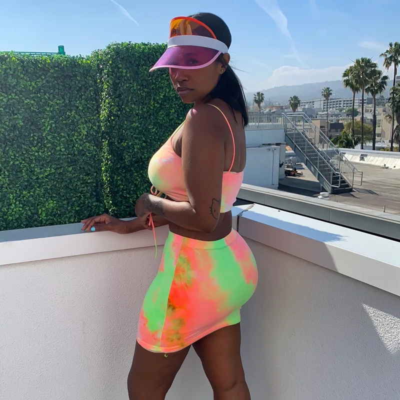 Shстайл шнурок спинки топики Открытый верх юбки женский комплект 2 шт. Spahgetti ремень