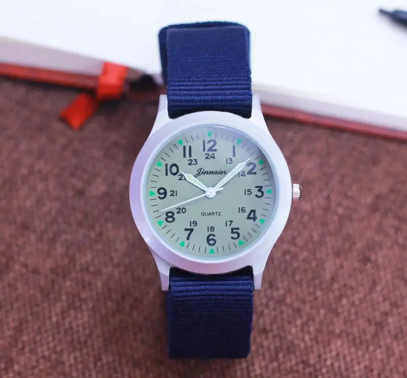 green blue Новое поступление, модные детские милые кварцевые часы с цифрой «учись ко времени», детские светящиеся нейлоновые спортивные часы, подарок с цветами, милые часы - Цвет: green blue