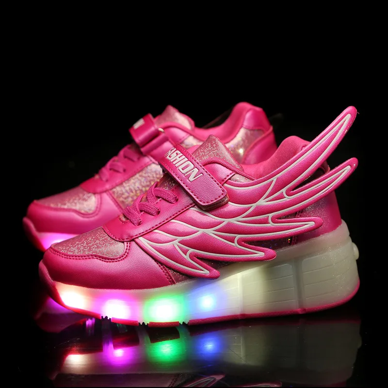 Heelys Kids Glowing Luminous Sneakers with wheels Led Light up Roller Skates Sport Lighted Shoes for Boys slippers | Детская одежда и