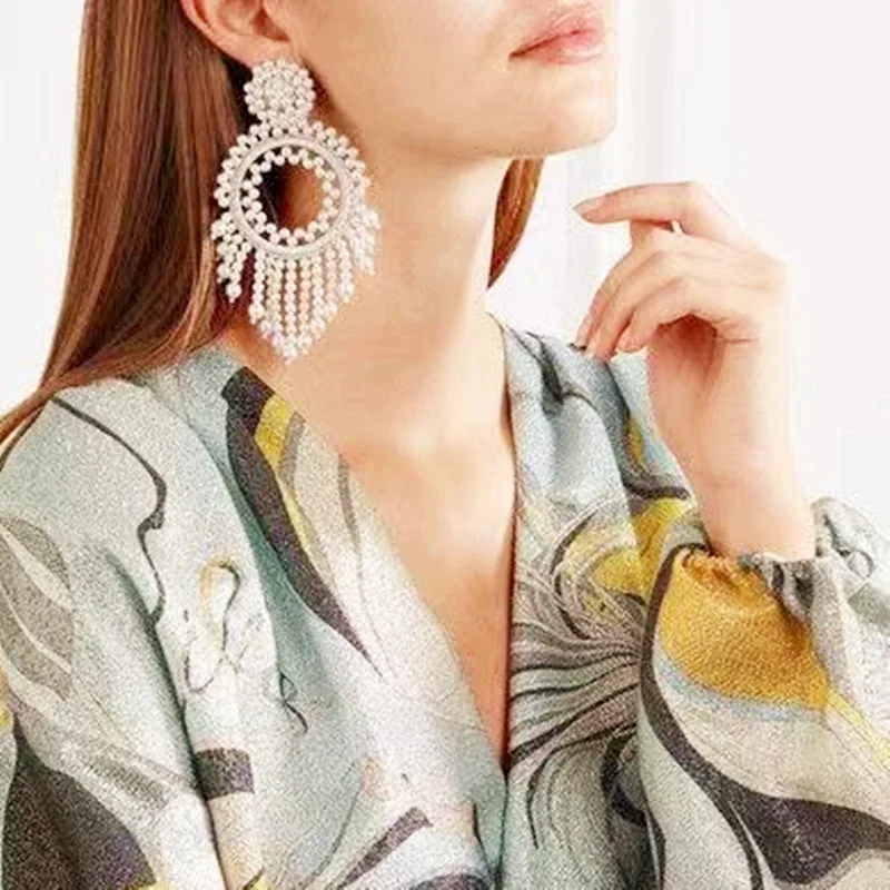 Модные серьги с кристаллами для женщин, длинные серьги, новинка, серьги-капли в стиле барокко, ювелирные изделия oorbellen, ювелирные изделия в богемном стиле, Рождественский подарок