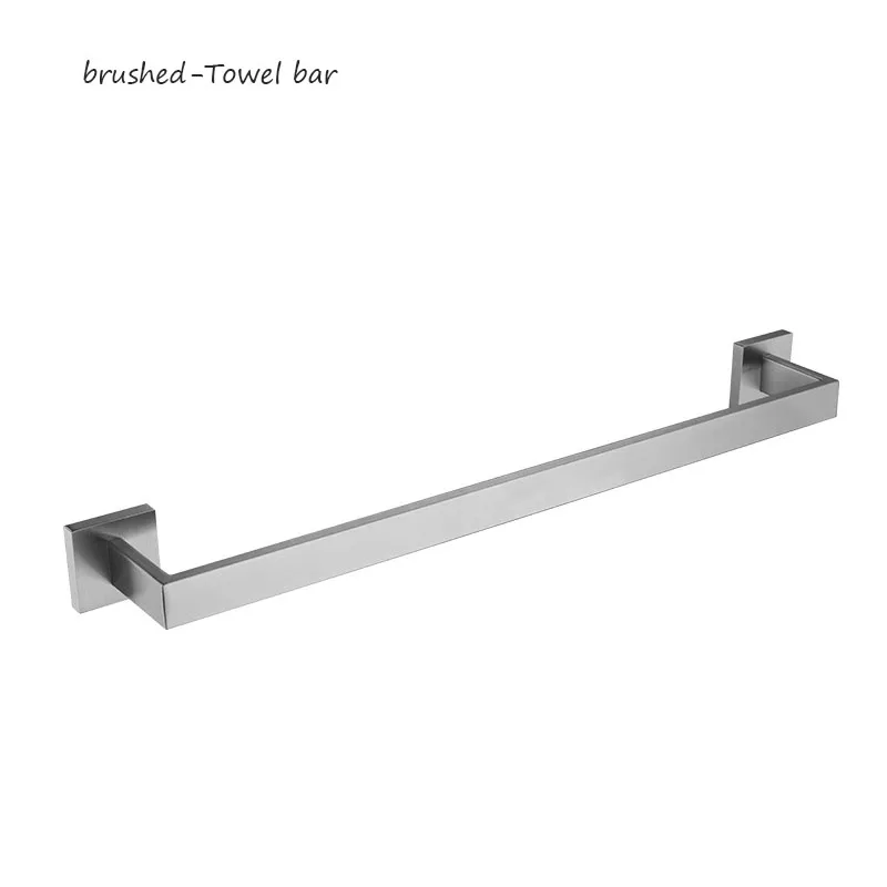 brushed 1 bar Матовый нержавеющая сталь аксессуары для ванной комнаты наборы крючок для халата/держатель для бумаги/полотенце кольцо/полотенце 1 бар - Color: brushed 1 bar
