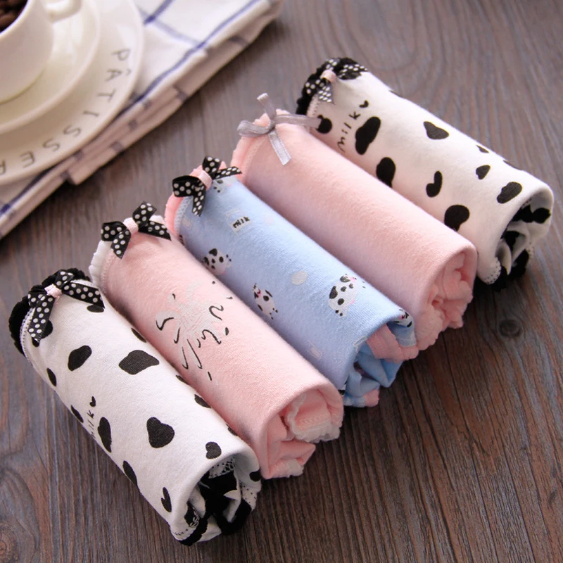 Новое поступление 4 шт./лот трусы для девочек нижнее белье из коровьей кожи