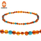 Женское Ожерелье с янтарем HAOHUPO, ожерелье кофейного цвета с натуральной Бирюзой, ожерелье для взрослых