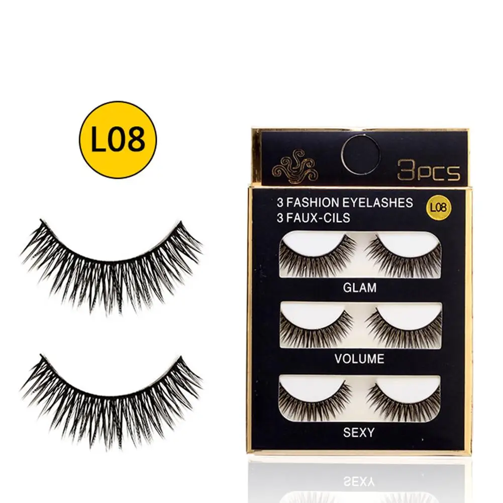 3D Ручная работа натуральные накладные ресницы макияж 3 пары крест грязные