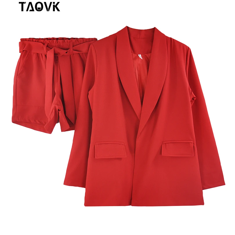 TAOVK, рабочая одежда, короткие штаны, костюм для женщин, лето, весна, с длинными рукавами, блейзер с шортами, OL, офисные, женские, официальные костюмы