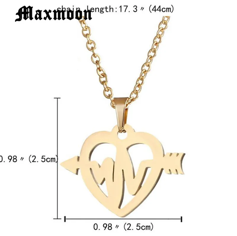 Maxmoon Collier Femme ожерелье с кулоном в виде сердца и стрелы для влюбленных ювелирные