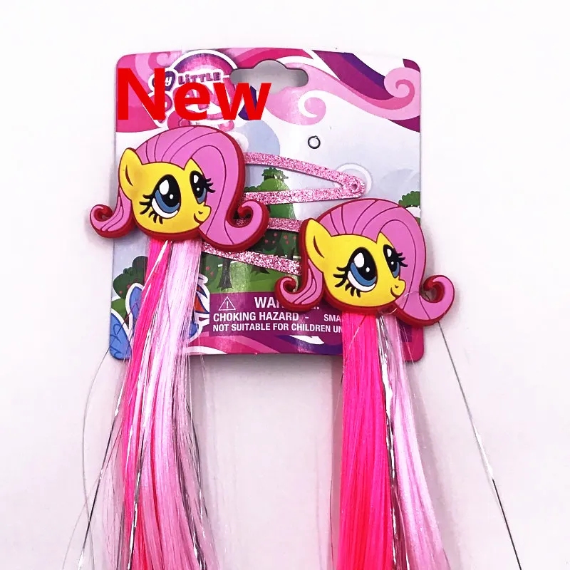 Dark grey 2 шт. детские заколки My Little Poni horse Единорог мультяшная заколка для волос с длинными волосами коса заколка для волос Детские аксессуары для волос - Color: Dark grey