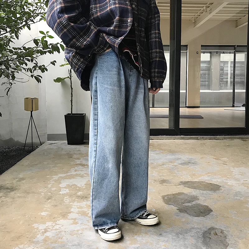 Джинсы шаровары мужские свободного покроя винтажные повседневные брюки из