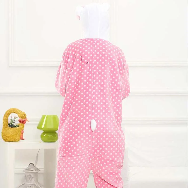 ТОП НОВЫЙ ГОРЯЧИЙ Розовый точка KT Взрослых Пижамы Косплей Мультфильм Животных