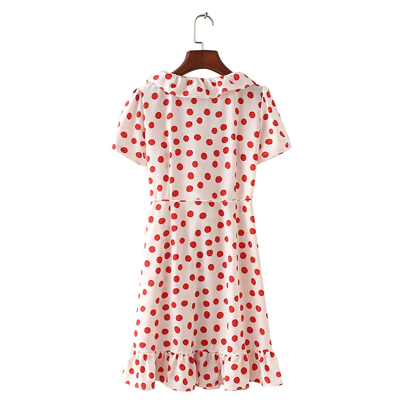 Платье трапециевидной формы с коротким рукавом и оборками 2019 женское мини платье