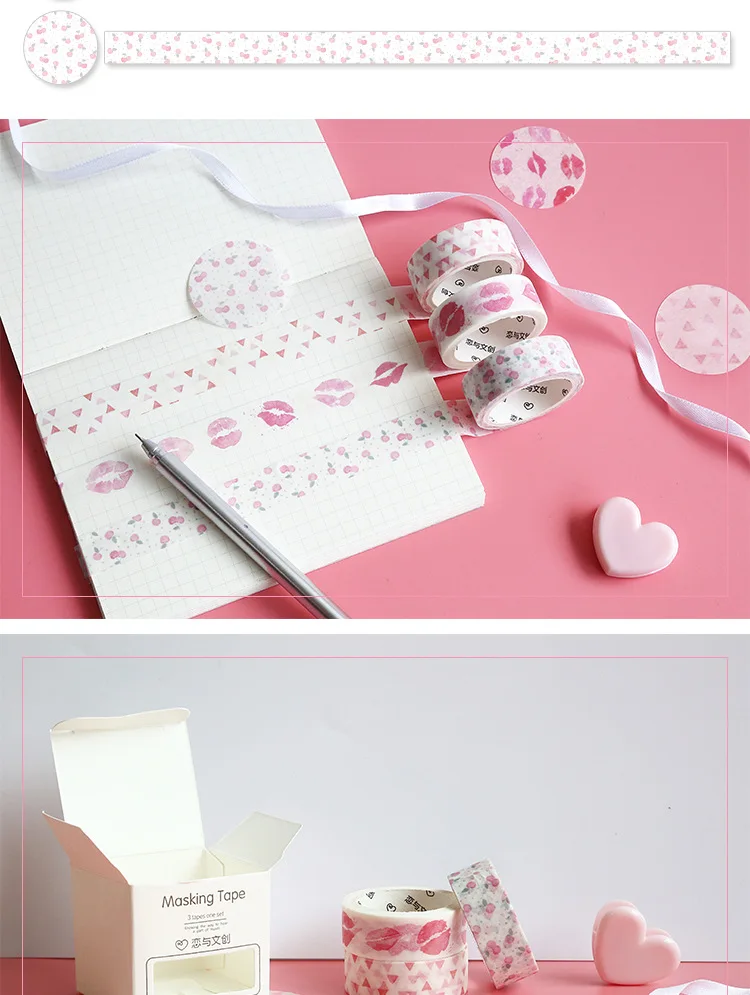 3 шт./партия Love Meet You Time Набор декоративного скотча васи клейкая лента DIY Скрапбукинг наклейка этикетка маскирующая лента