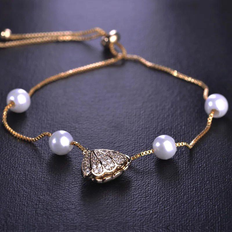 Blucome Имитация Перл CZ Циркон Браслеты Для Женщин Девушки Платиновым Покрытием