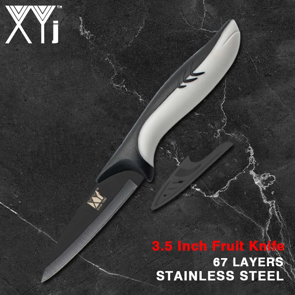 H. 3.5 inch Paring XYj 6 шт. наборы кухонных ножей шеф повара ножей с антипригарным покрытием Сталь лезвием нож резак овощей хлеб нож, ножевые изделия инструмент - Цвет: H. 3.5 inch Paring