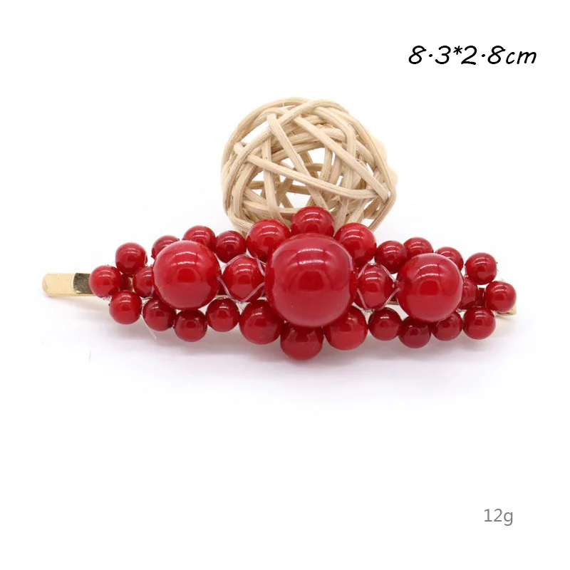 Red Big Flower Модные корейские жемчужные Цветочные заколки, красные ретро жемчужные заколки для волос, геометрические полые заколки, Женские аксессуары, заколки для волос G40 - Окраска металла: Red Big Flower