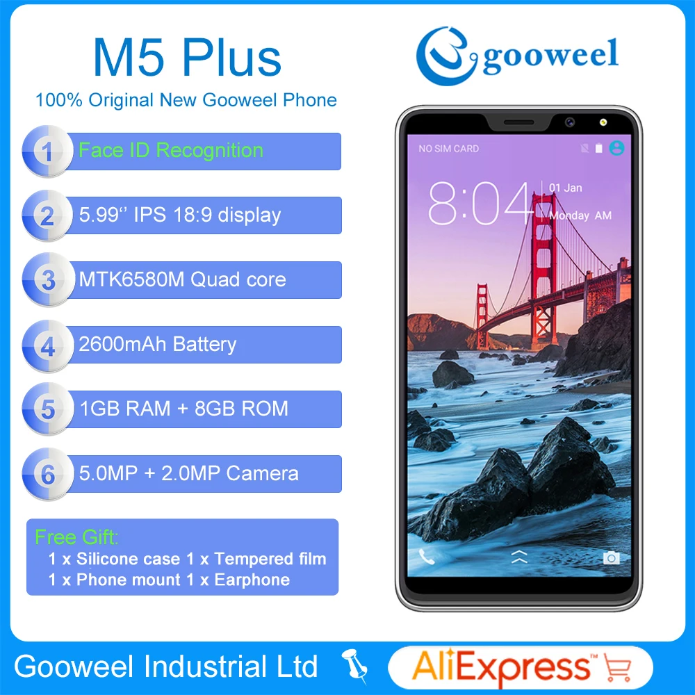 Gooweel M5 Plus 5 99 дюймов 18:9 ips дисплей смартфон Лицо ID разблокированный мобильный