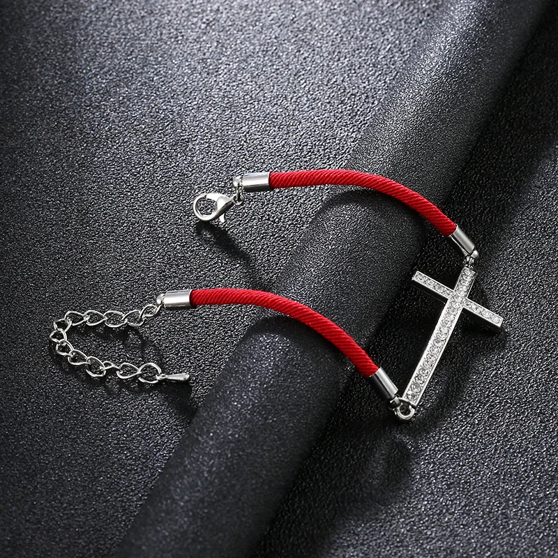 Новейшие модные красные браслеты ручной работы на шнуровке с крестом God Bless