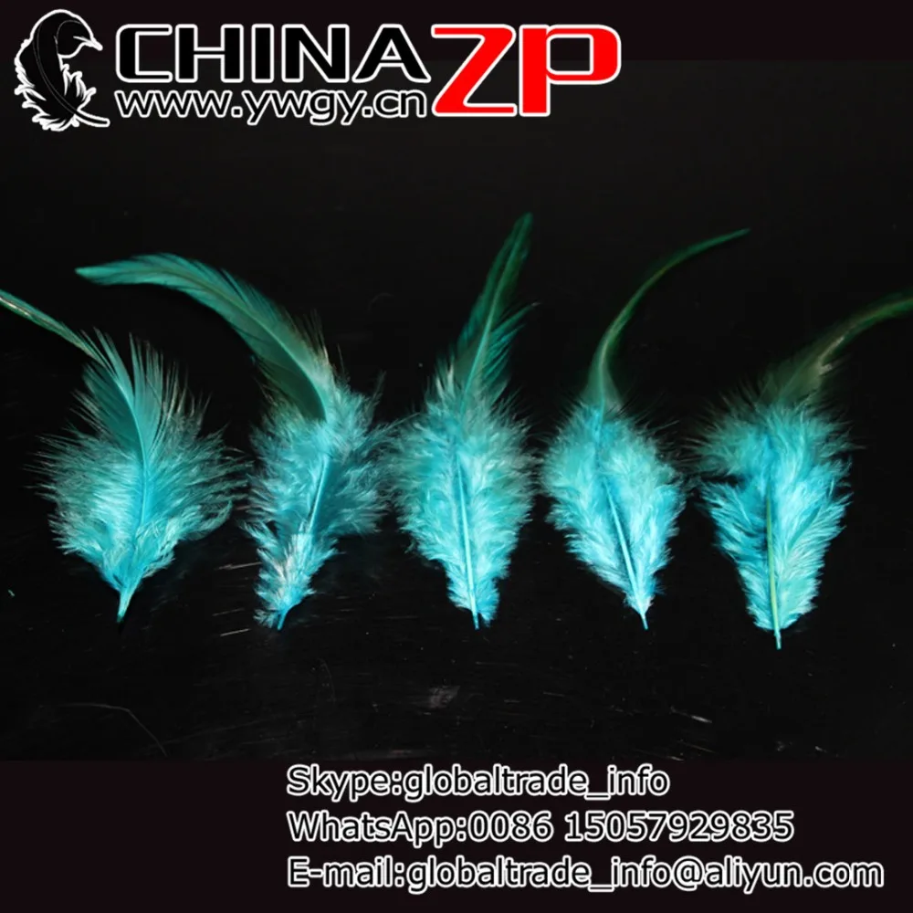 

CHINAZP Factory 100pcs/lot Exporting Good Quality Dyed Turquoise Blue Rooster Saddle Plumage Feathers
