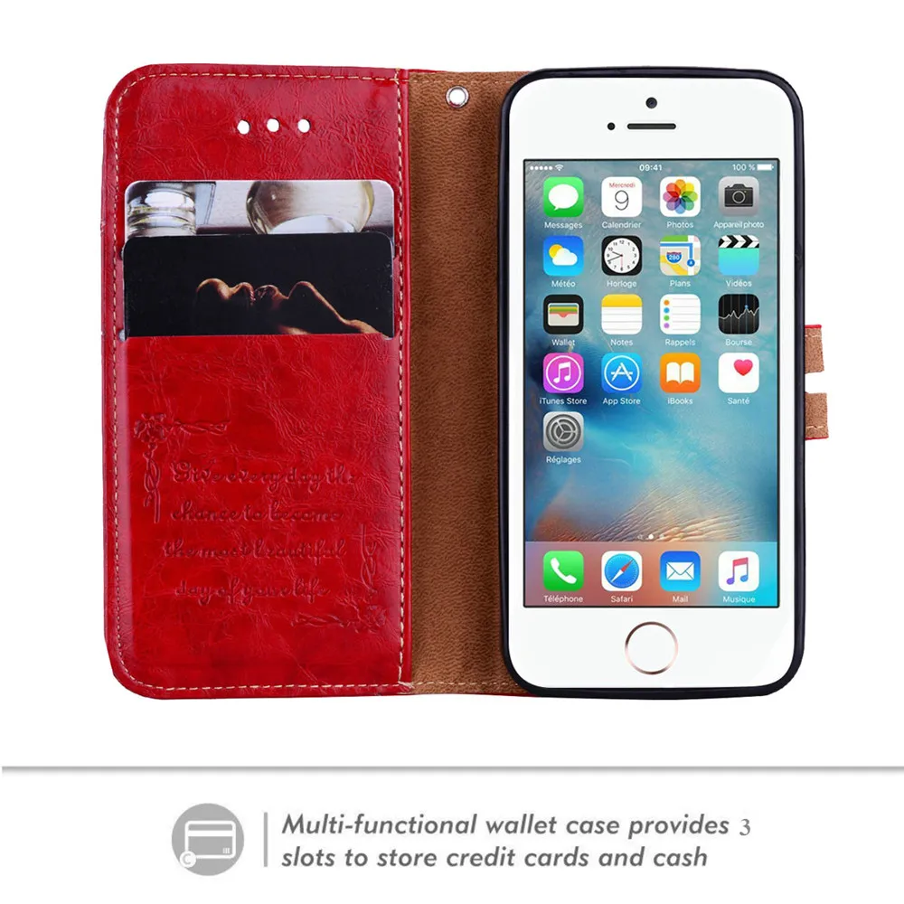 Кошелек кожаный чехол для iPhone 5S 5 s SE Сумки ретро Coque телефон Iphone Cover iphone5s Чехол|case for