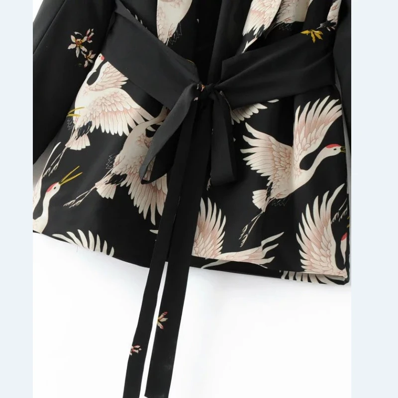 2017 Для женщин Мода Винтаж Ретро свободные куртки кран животных печати кимоно