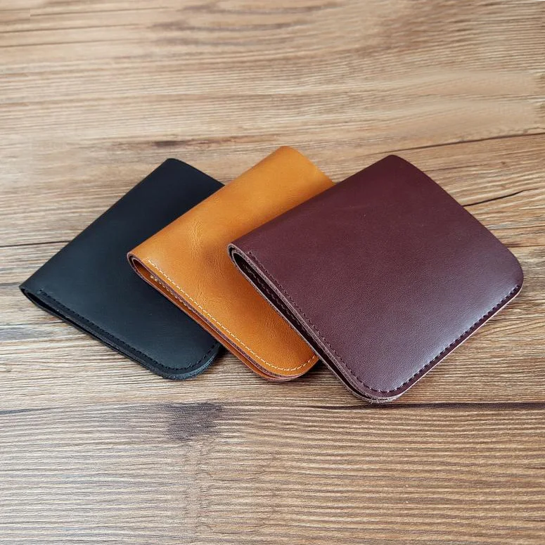 Кошелек мужской кожаный в западном стиле двойного сложения тонкий бумажник