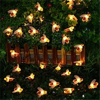 solar powered led string lights 5m 20 led cute honeybee decorative fairy lights for outdoor wedding garden patio party etc