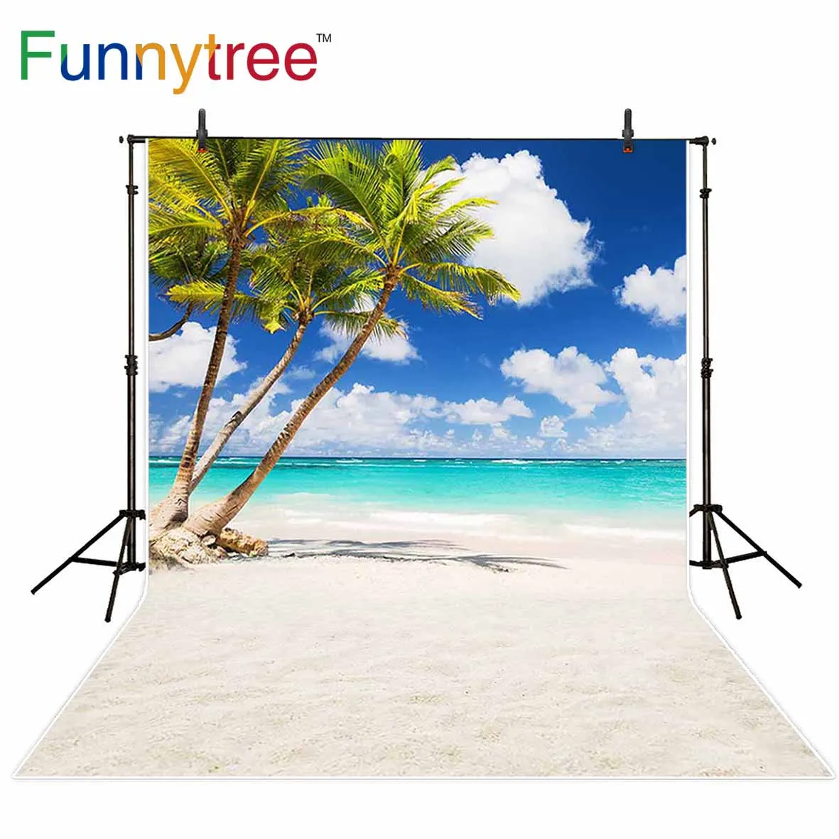Фоны Funnytree для фотостудии пляж море небо кокосовое дерево Лето природа ребенок