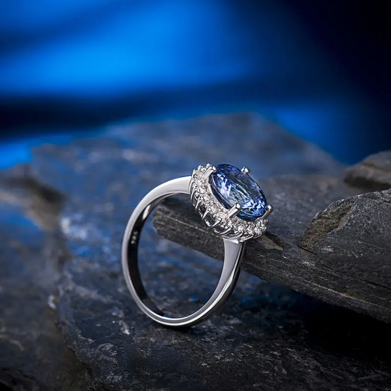 Натуральный бриллиант ААА циркониевое кольцо 18 кт белое золото Помолвочное 7 мм