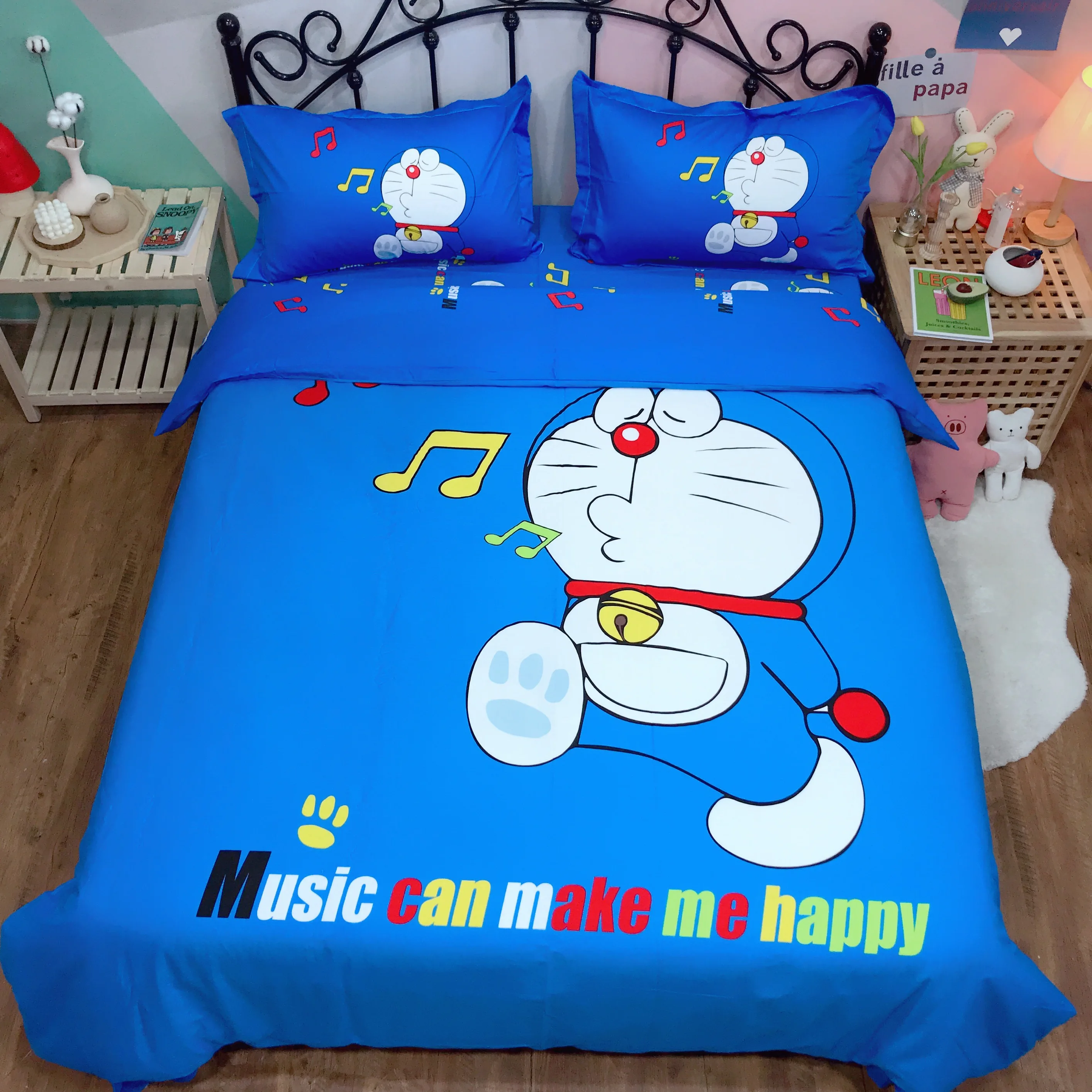 Постельное белье с аниме набор Doraemon Дети чистый хлопковое стеганное одеяло