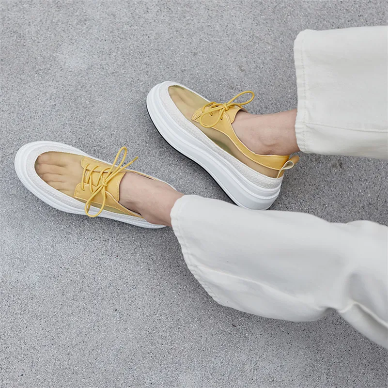 Женские туфли на плоской подошве FEDONAS весенние из лакированной кожи платформе с